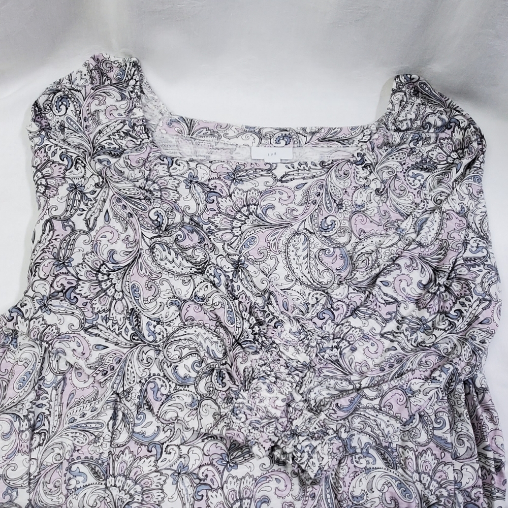 J Jill Gray/Purple Paisley Pullover Feminine Flowy Top Large